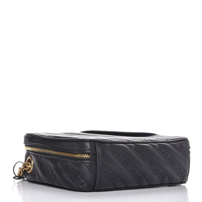 Balenciaga Calfskin Logo Matelasse Chain Strap Blanket Reporter XS Black 4 of 9