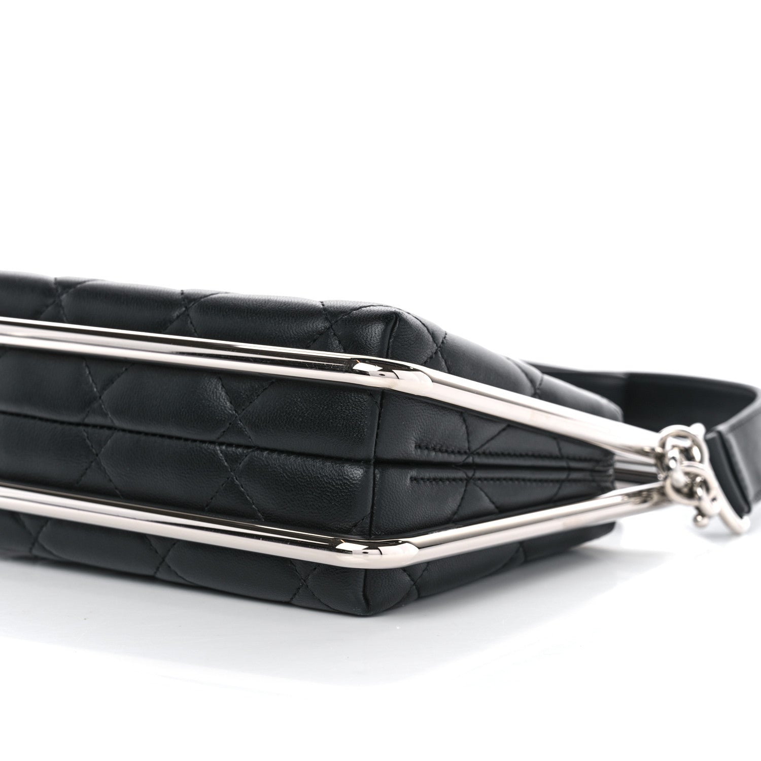 Chanel Quilted Lambskin Metal Bar Clutch Bag Black 10 of 11