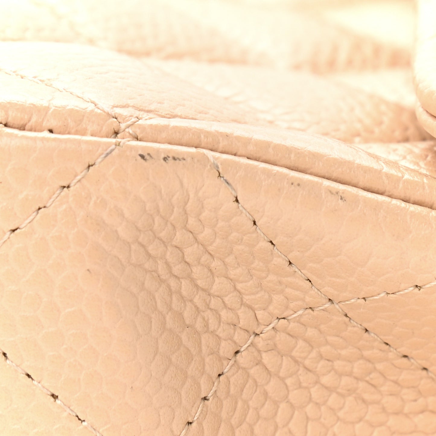 Caviar Quilted Medium Double Flap Beige