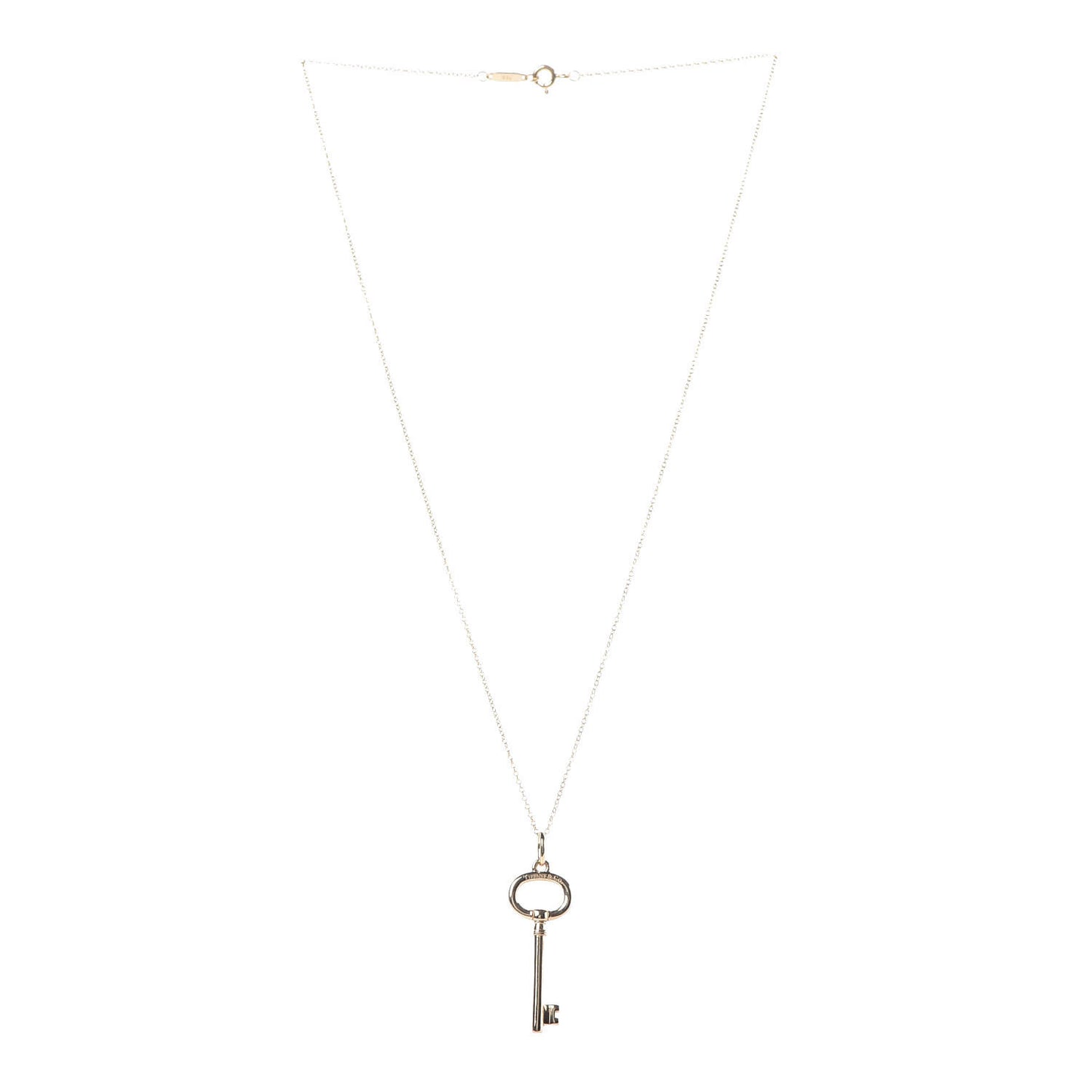 18K Yellow Gold Small Oval Key Pendant Necklace