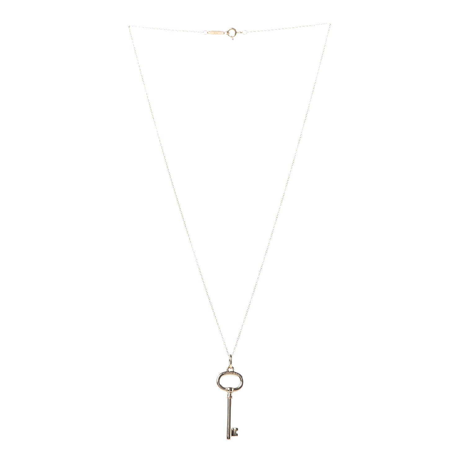 Tiffany 18K Yellow Gold Small Oval Key Pendant Necklace 3 of 7