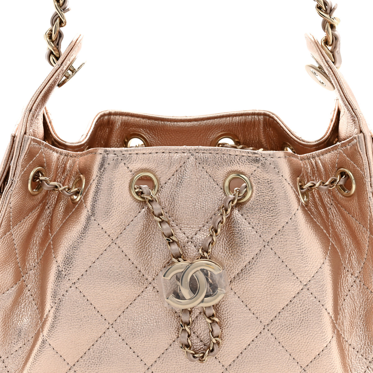 Metallic Caviar Quilted Mini Chanel 25 Handbag Copper