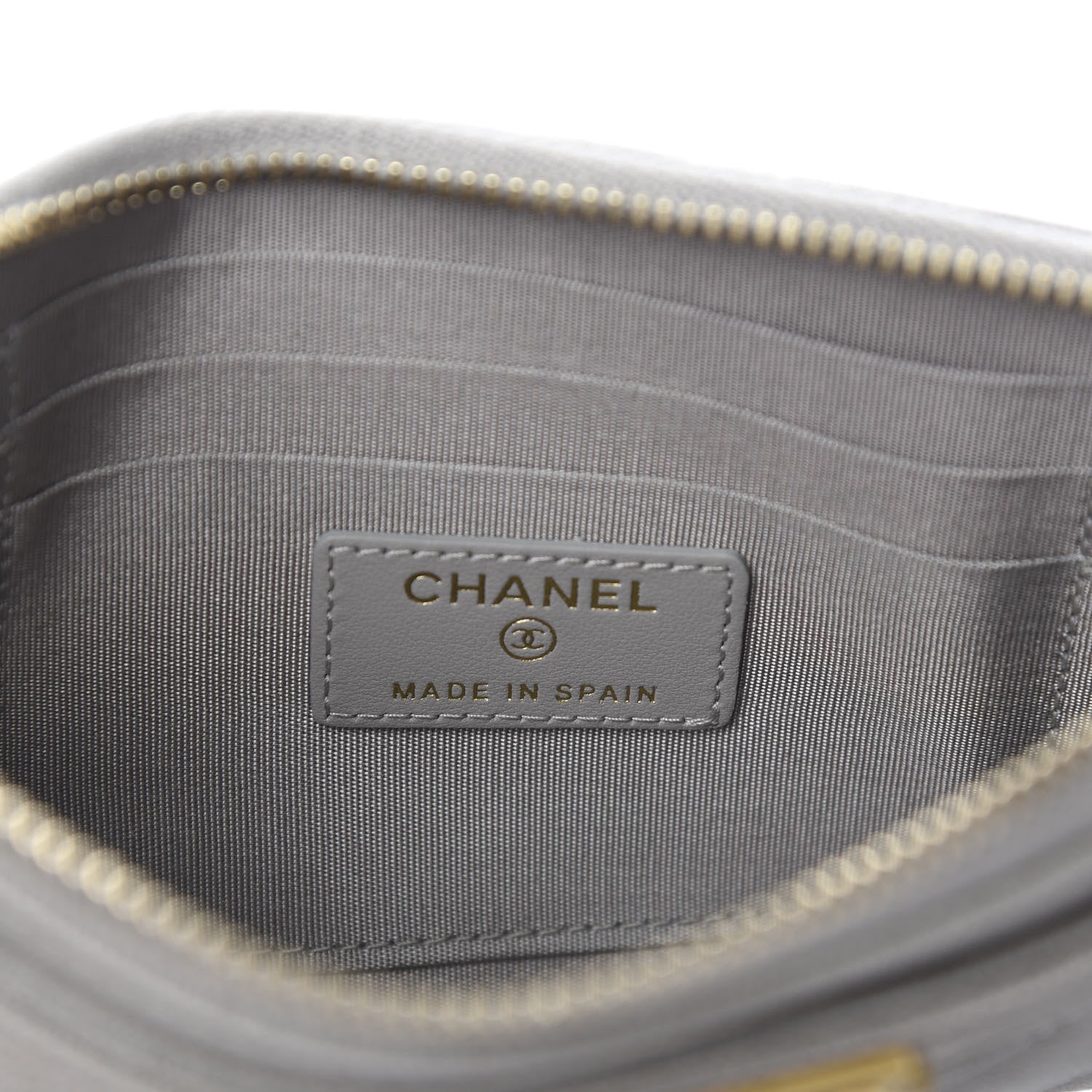 Chanel Caviar Quilted Classic Zip Boy Pouch Grey 5 of 7