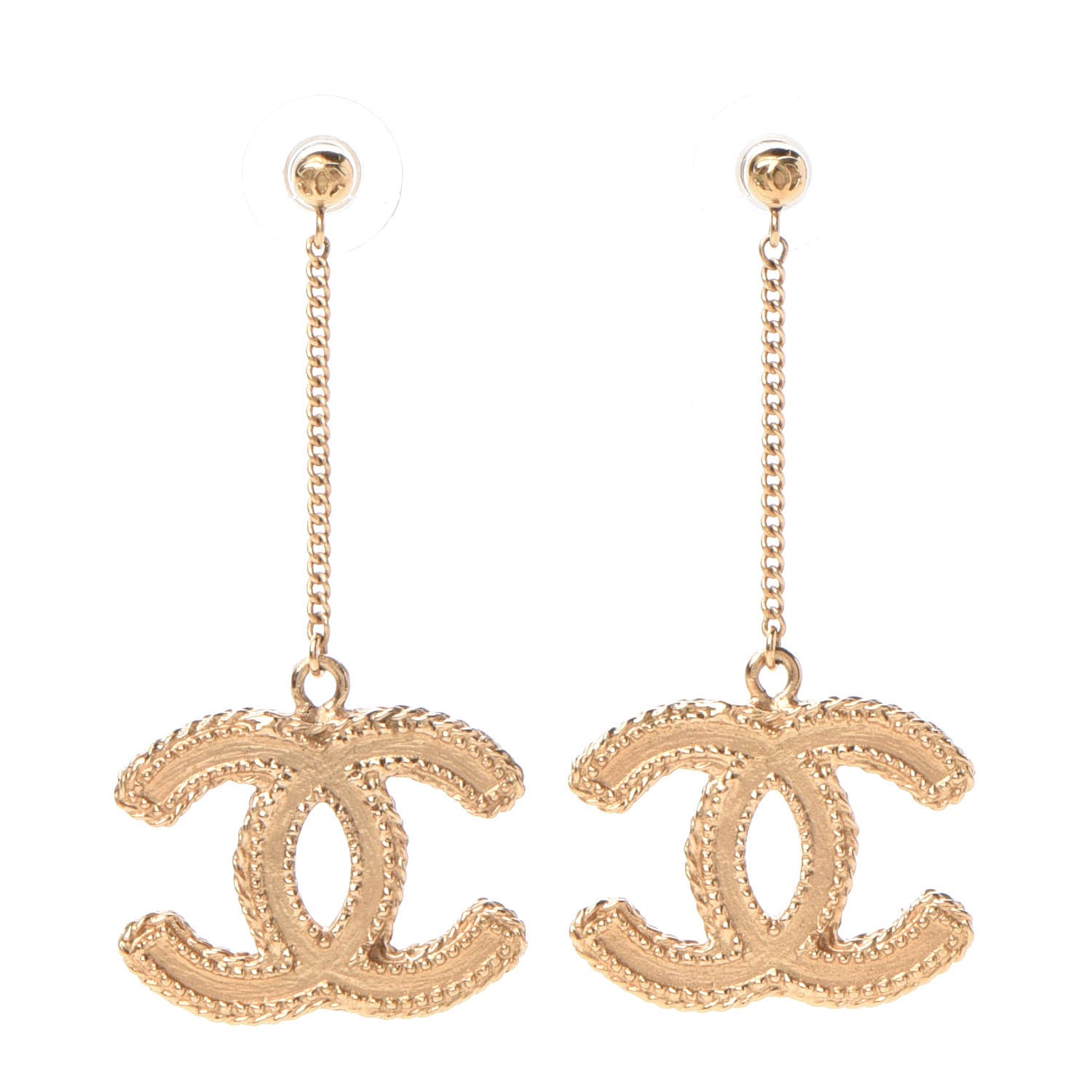 Chanel CC Drop Earrings Matte Gold 1 of 4