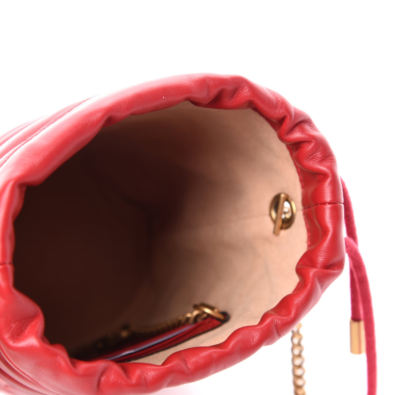 Gucci Calfskin Matelasse Mini GG Marmont 2.0 Bucket Bag Hibiscus Red 5 of 11