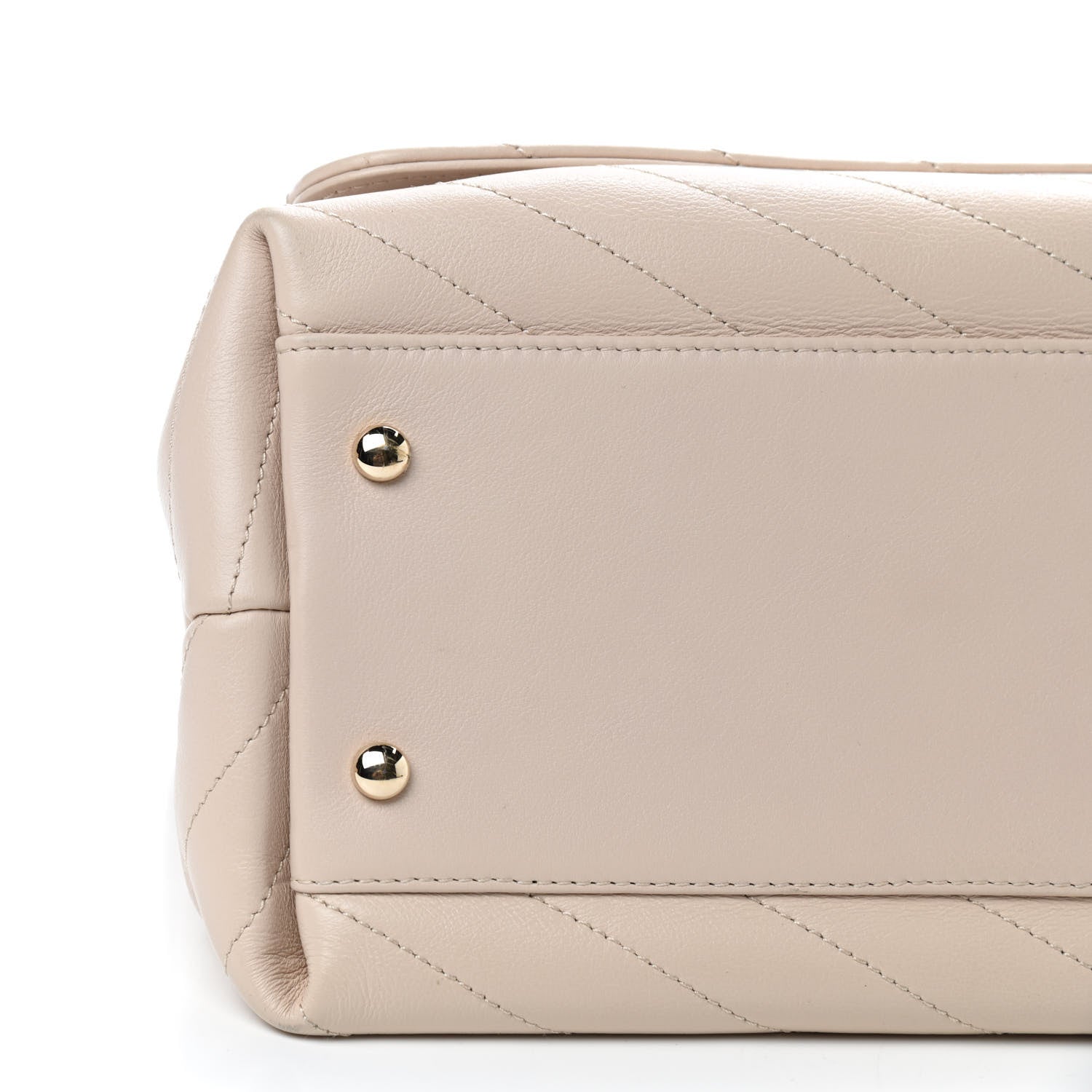 Chanel Grained Calfskin Stitched Medium Chevron Chic Top Handle Flap Beige 6 of 11