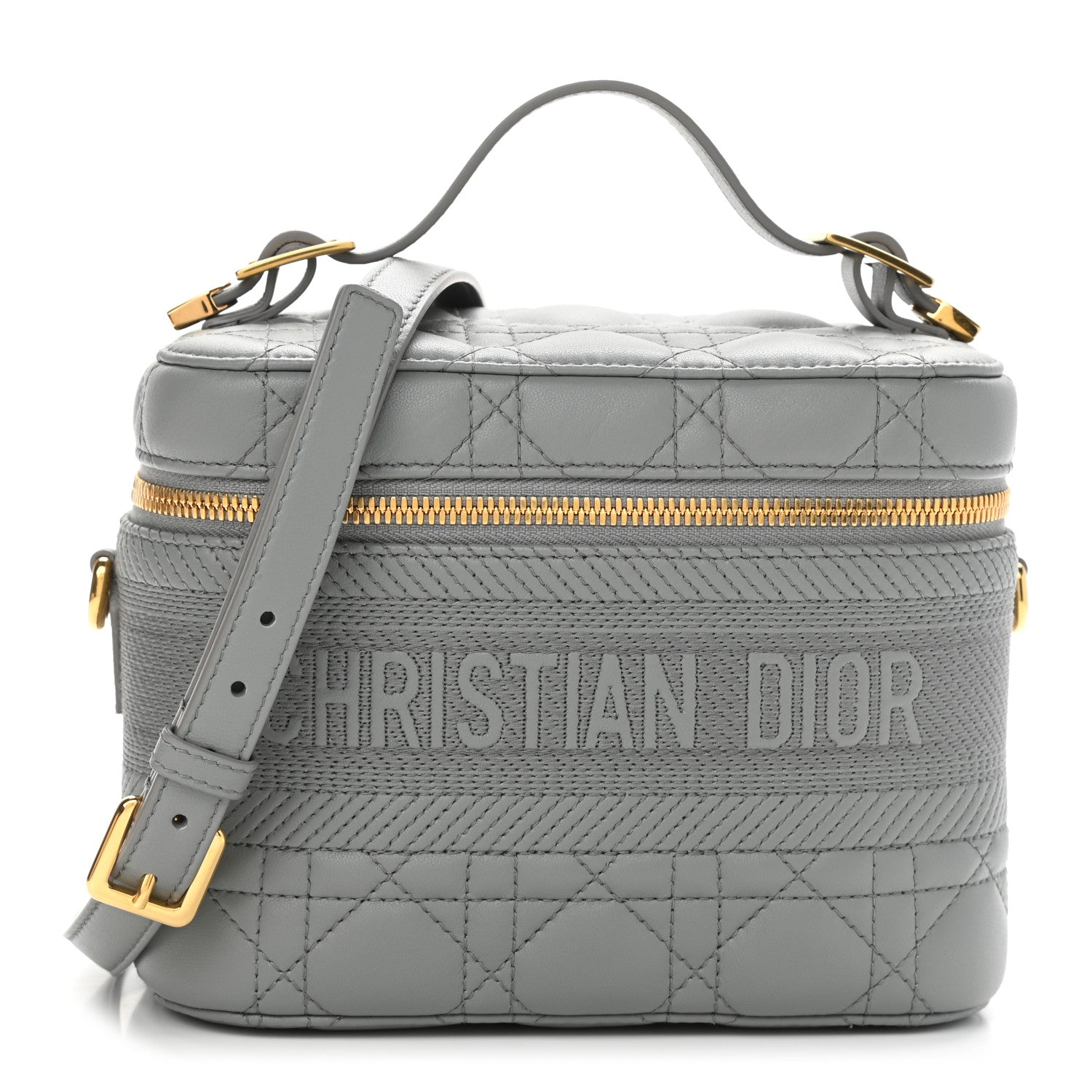 Christian Dior Lambskin Cannage Small Diortravel Vanity Case Grey 1 of 13