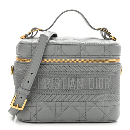 Christian Dior Lambskin Cannage Small Diortravel Vanity Case Grey 1 of 13