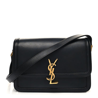 Saint Laurent Box Calfskin Monogram Medium Solferino Satchel Black 1 of 12