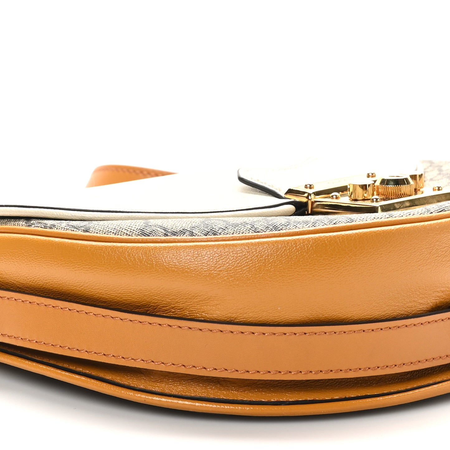 GG Supreme Monogram Calfskin Small Padlock Messenger Shoulder Bag Beige Mystic White Sun Oil