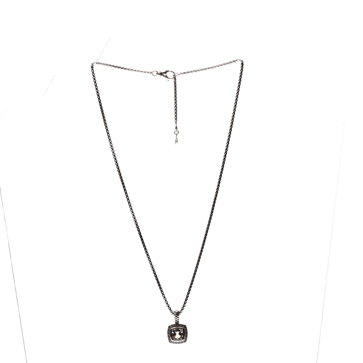 David Yurman Sterling Silver Diamond White Topaz 7mm Petite Albion Pendant Necklace 2 of 5