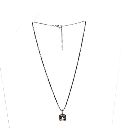David Yurman Sterling Silver Diamond White Topaz 7mm Petite Albion Pendant Necklace 2 of 5