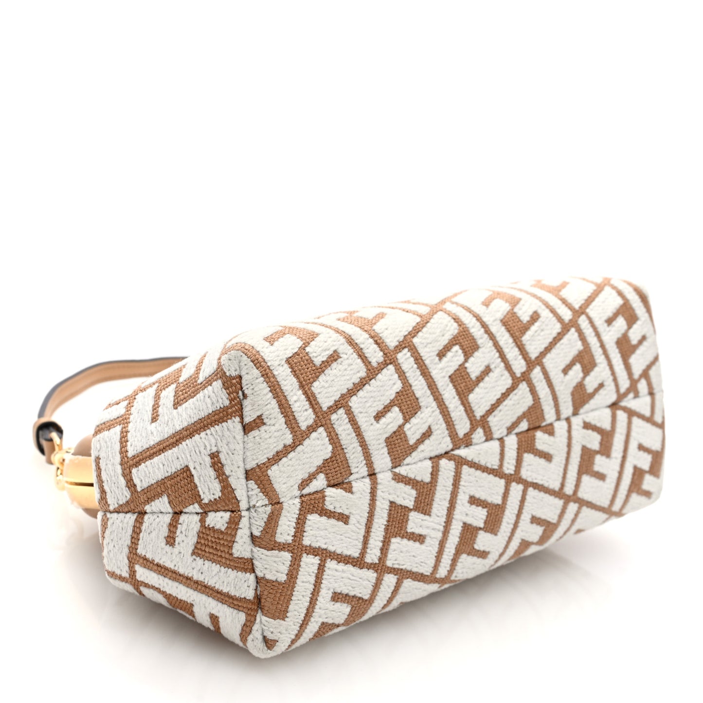 Raffia Chenille Shiny Nappa FF 1974 Small Fendi First Natural White Miele Scuro