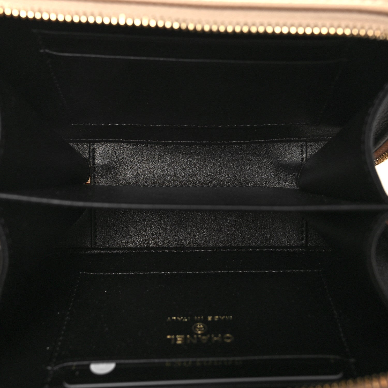 Chanel Caviar Quilted CC Filigree Vanity Clutch With Chain Beige Black 5 of 10