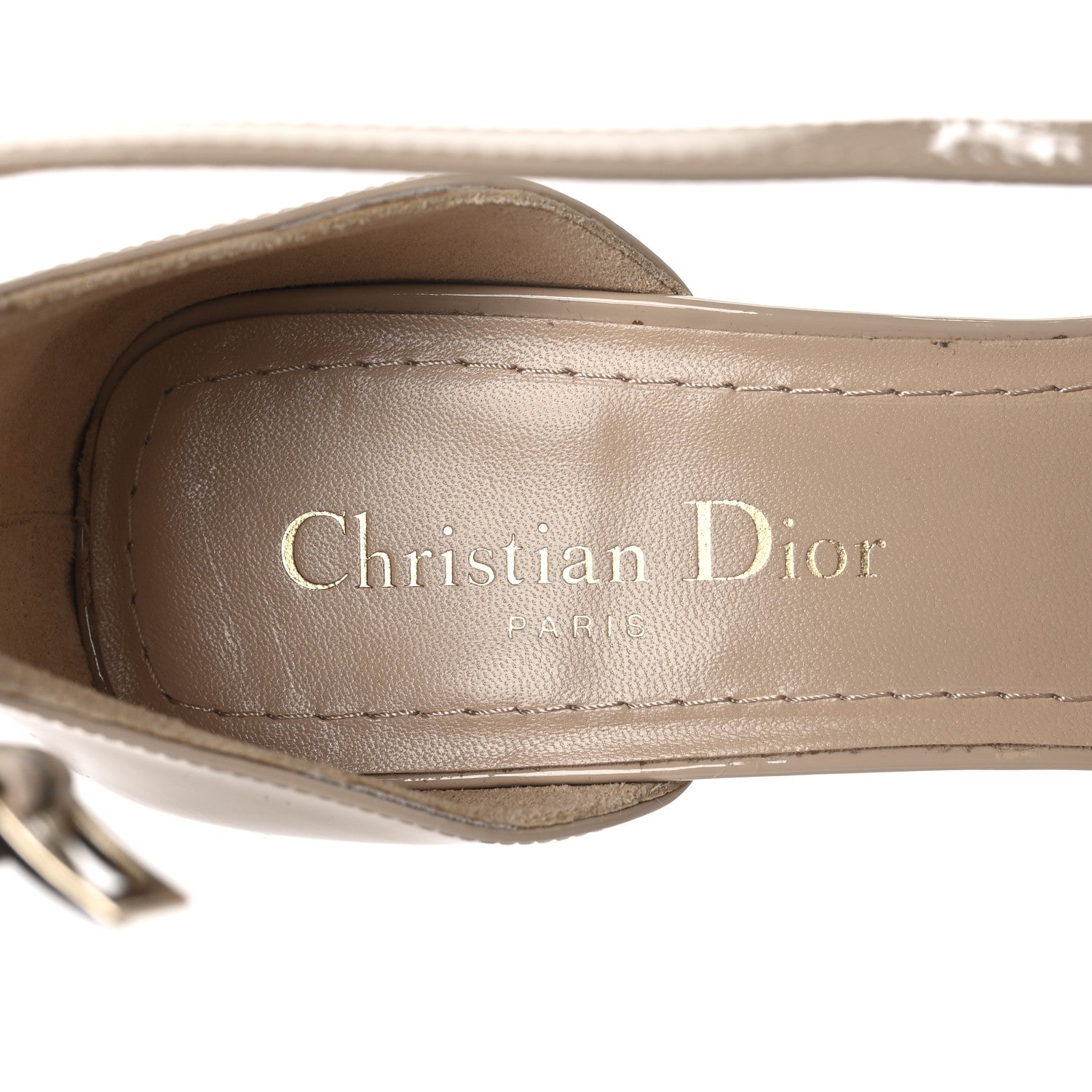 Christian Dior Patent Grosgrain Bow Idylle 35mm Ankle Strap Pumps 38.5 Nude 9 of 9