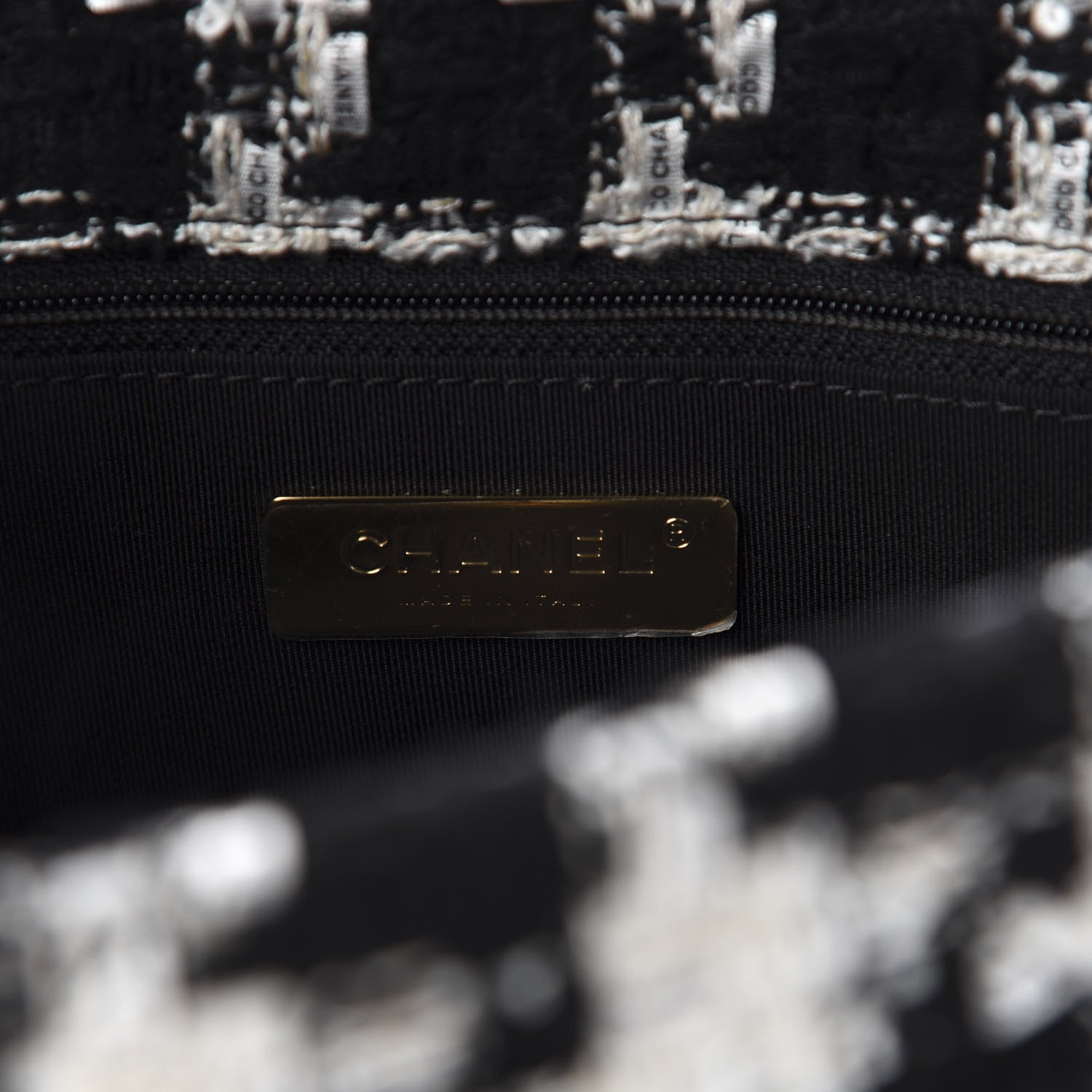 Chanel Tweed Quilted Medium 19 Flap Black Ecru White 8 of 11