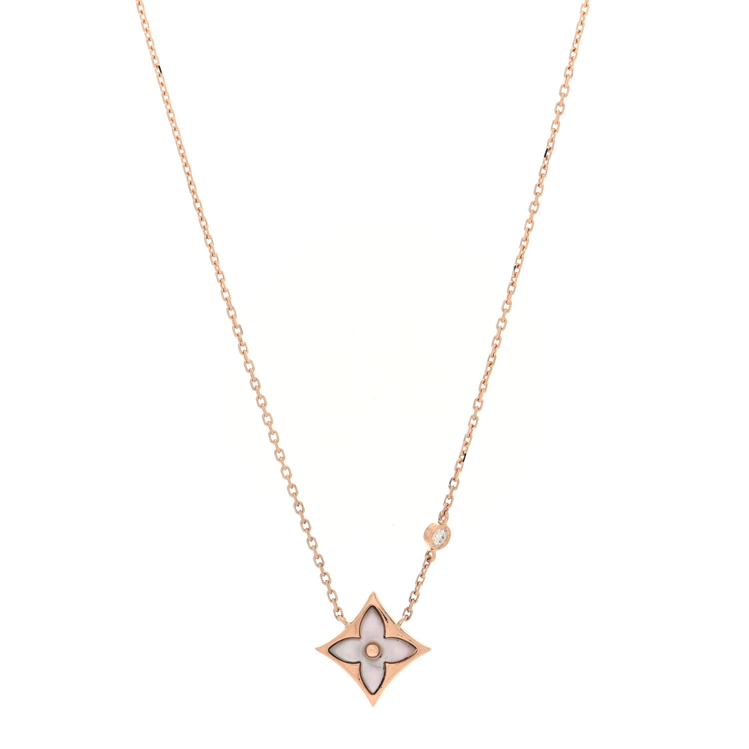 Louis Vuitton 18K Pink Gold Diamond Pink Mother of Pearl Color Blossom BB Star Pendant Necklace 1 of 5