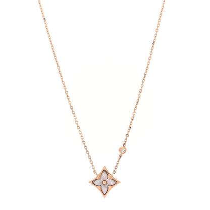 Louis Vuitton 18K Pink Gold Diamond Pink Mother of Pearl Color Blossom BB Star Pendant Necklace 1 of 5