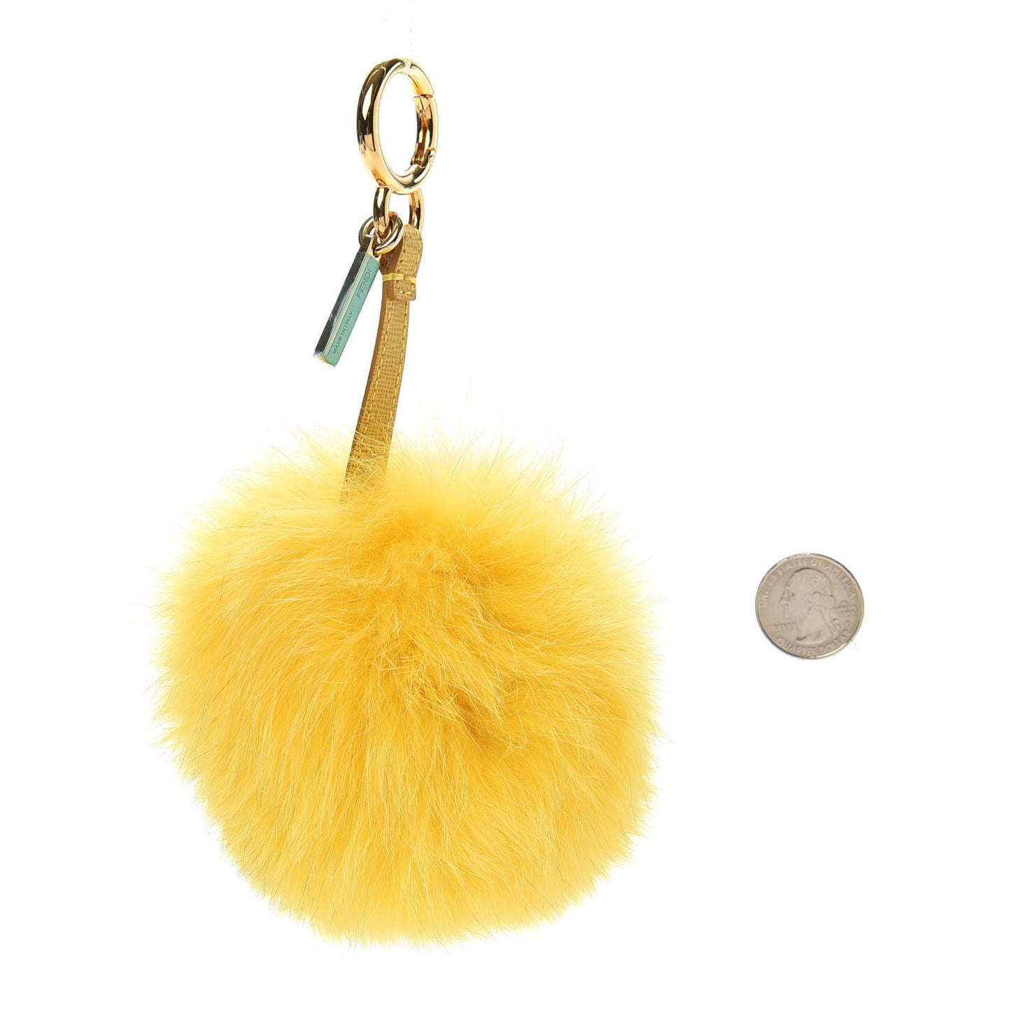 Fox Fur Pom Pom Bag Charm Yellow