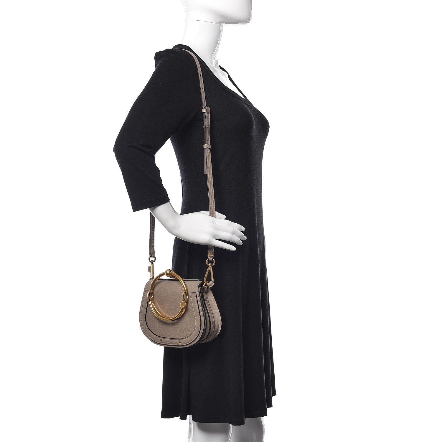 Chloe Calfskin Suede Medium Nile Bracelet Bag Motty Grey 2 of 9