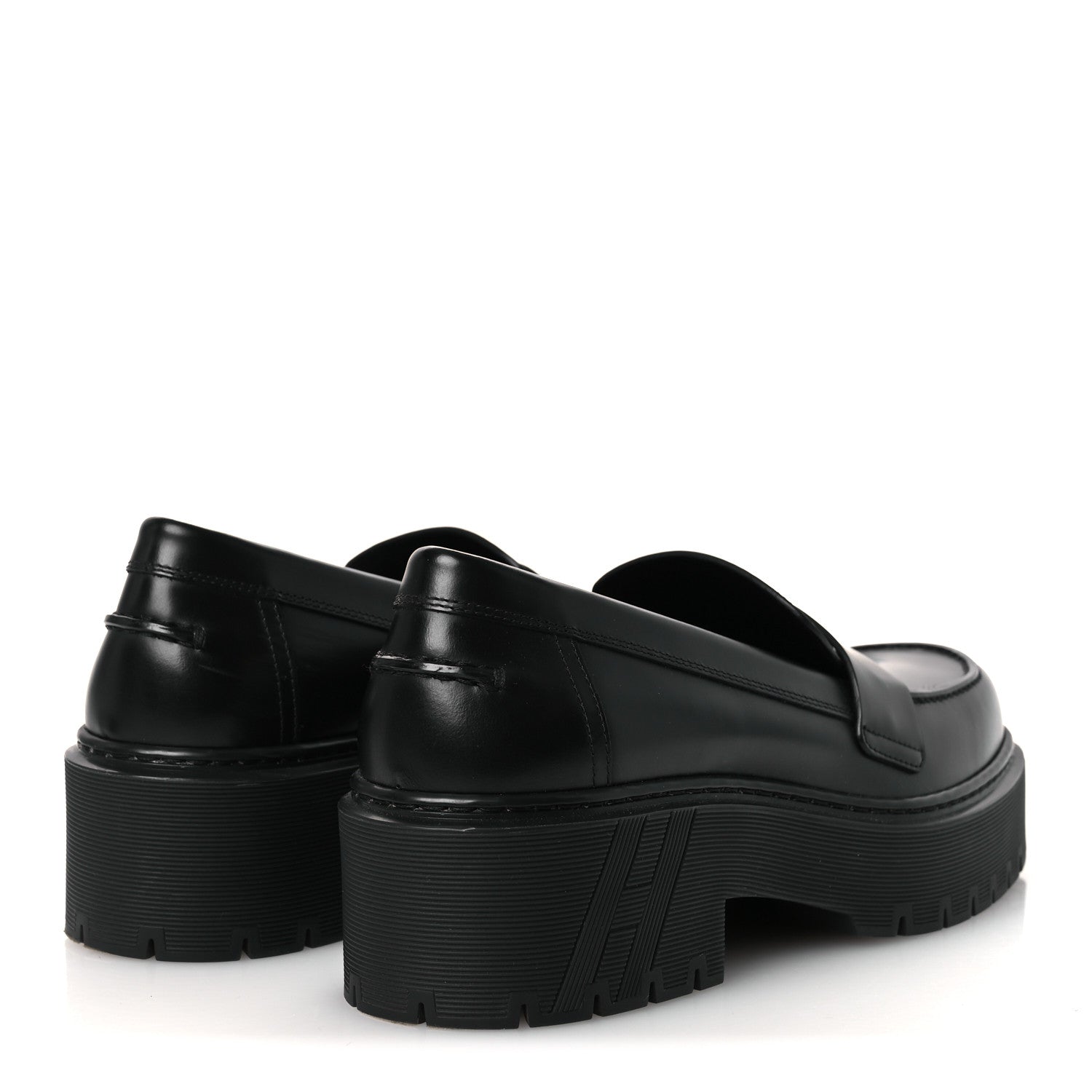 Hermes Glazed Calfskin Womens Hitch Loafers 38 Black 5 of 12