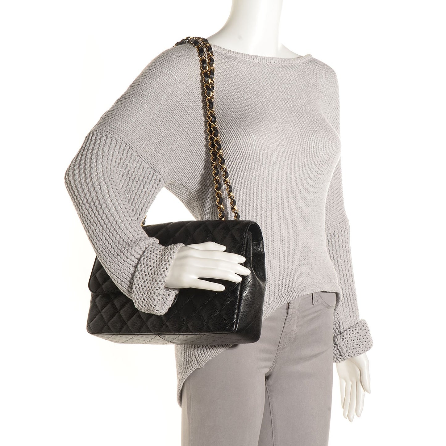 Caviar Jumbo Single Flap Black