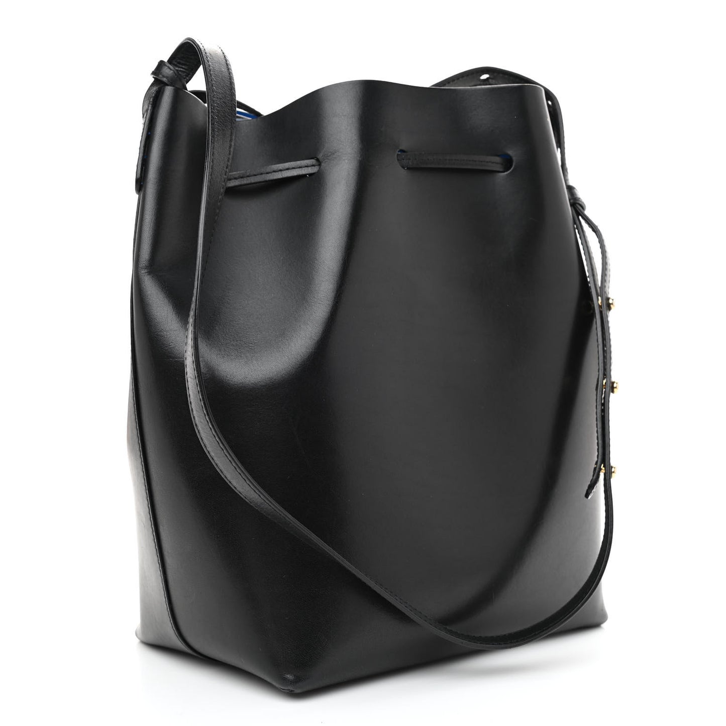 Vegetable Tanned Calfskin Bucket Bag Black Royal