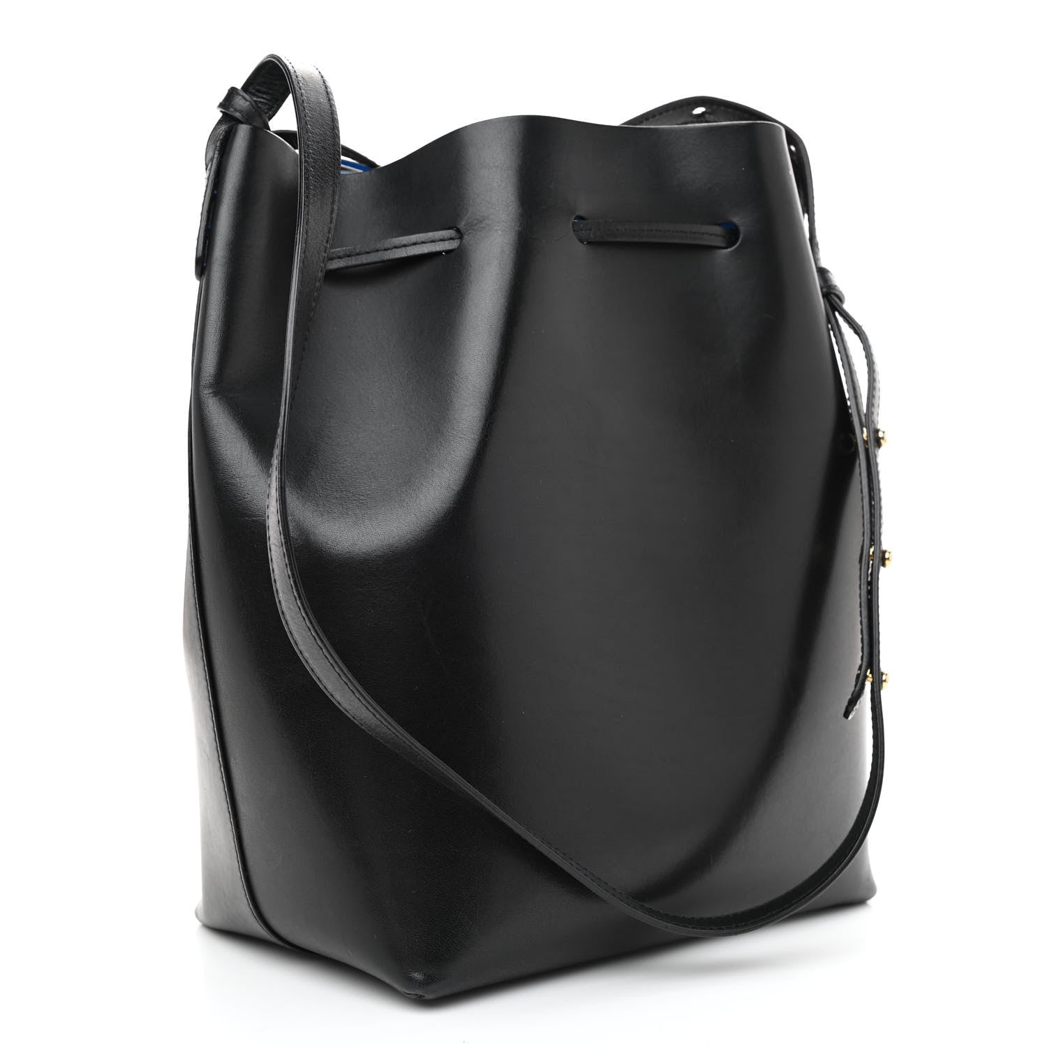 Mansur Gavriel Vegetable Tanned Calfskin Bucket Bag Black Royal 3 of 12