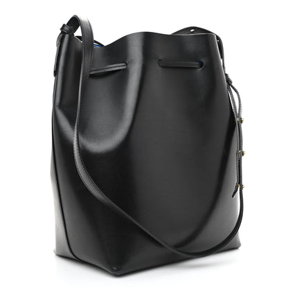 Mansur Gavriel Vegetable Tanned Calfskin Bucket Bag Black Royal 3 of 12