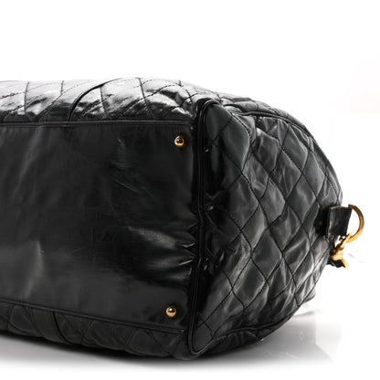 Chanel Calfskin Stitched Duffle Travel Bag Black 9 of 9