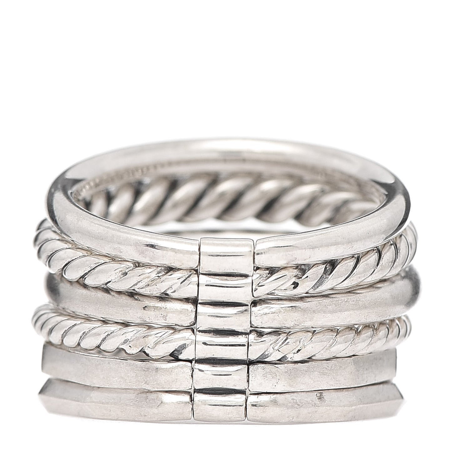 Sterling Silver Diamond 16mm Stax Wide Stacked Ring 54 7