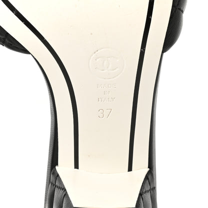 Chanel Lambskin Quilted Textured CC Mules 37 Black 8 of 9
