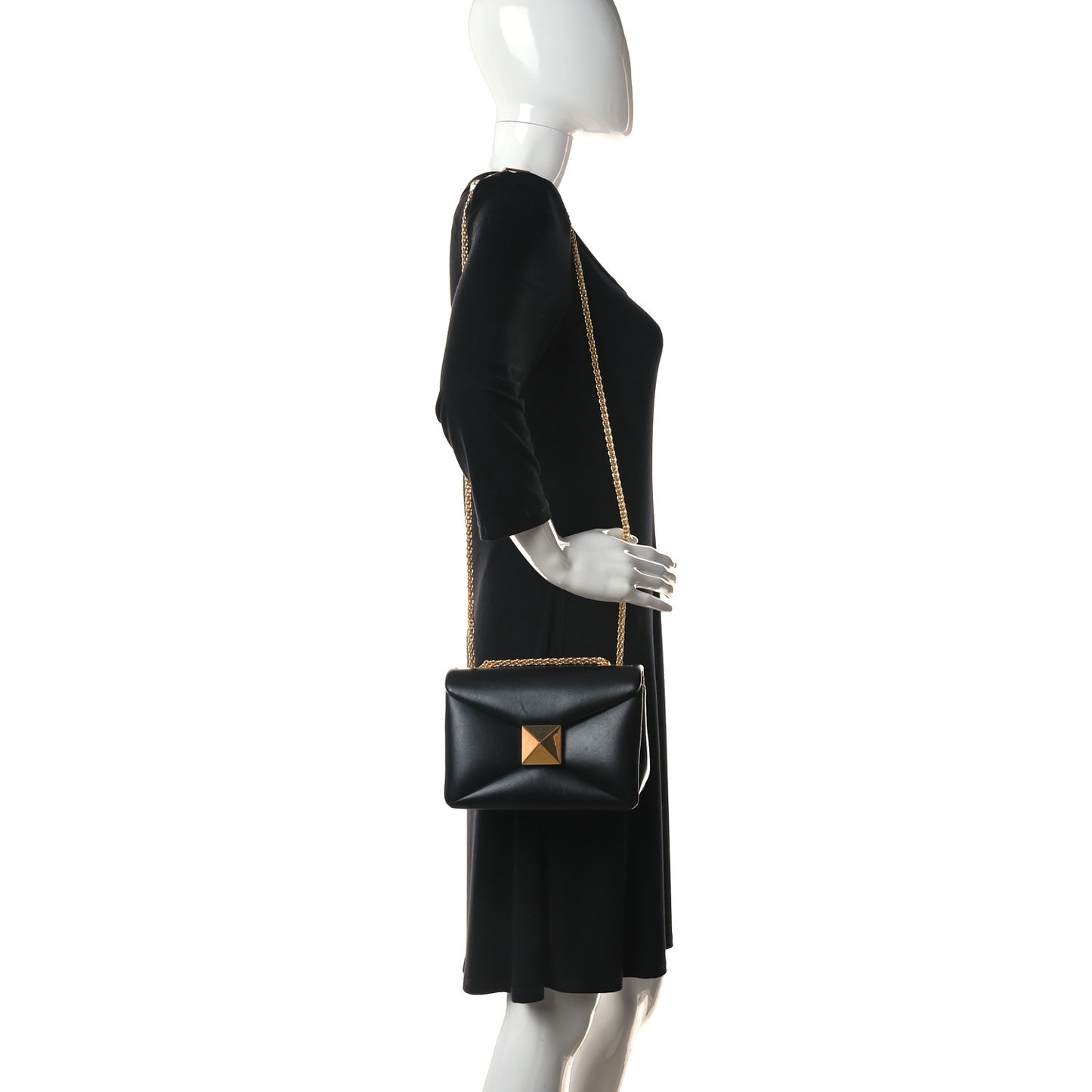 Nappa One Stud Chain Clutch Black