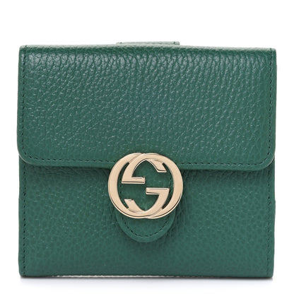 Gucci Dollar Calfskin Interlocking G French Wallet Emerald 1 of 9