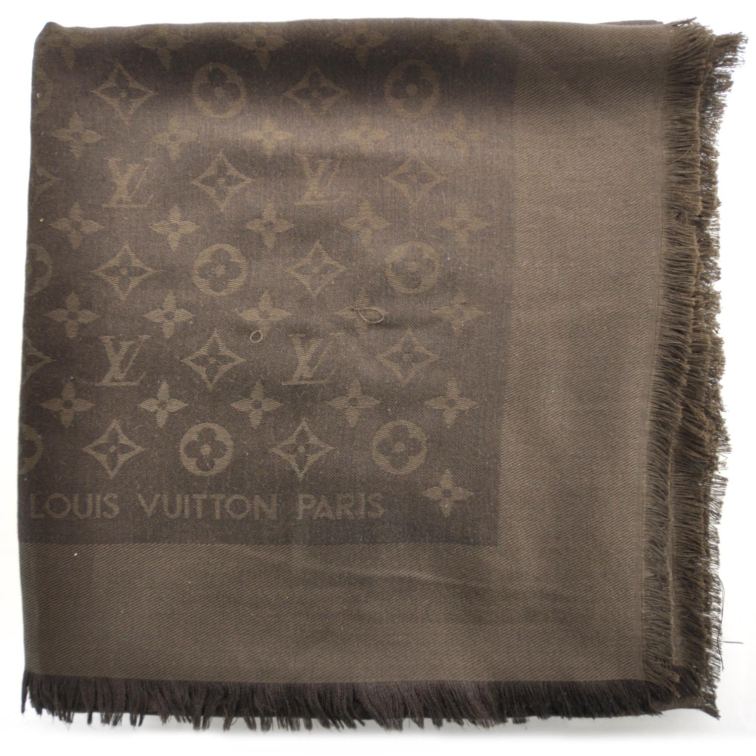 Louis Vuitton Wool Silk Monogram Shawl Brown 1 of 4