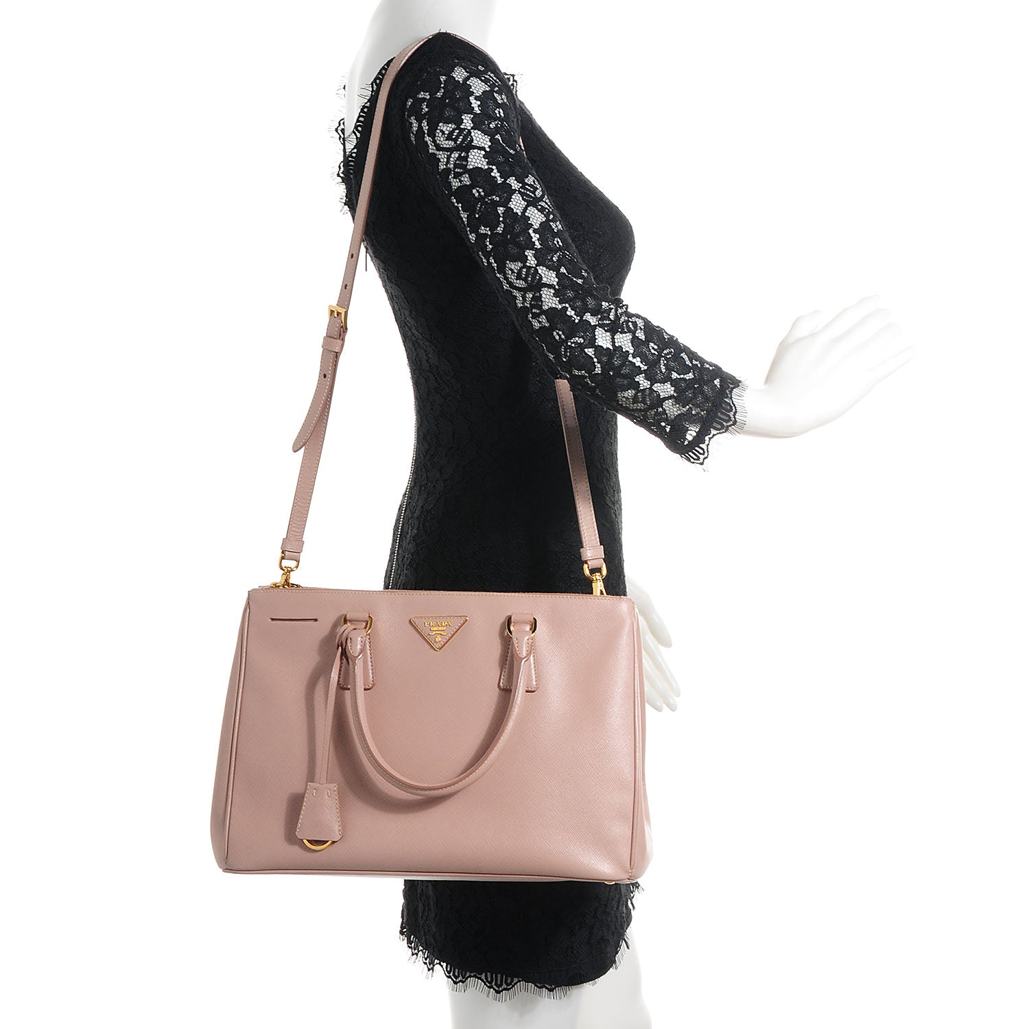 Prada Saffiano Lux Medium Double Zip Tote Cammeo 2 of 12