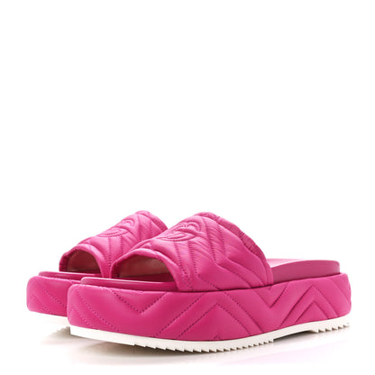 Gucci Nylon Cora Matelasse Angelina Platform 55mm Slide Sandals 39.5 Lovely 3 of 9