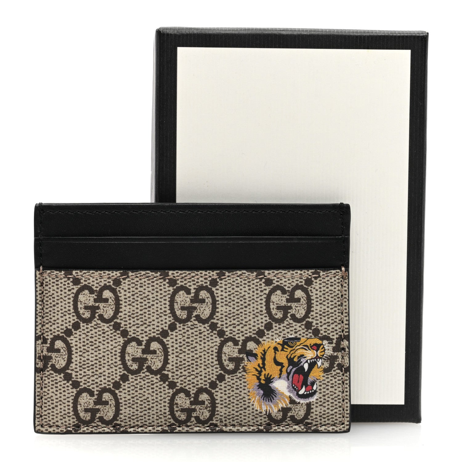 Gucci GG Supreme Monogram Tiger Print Zip Around Card Case Black 7 of 7