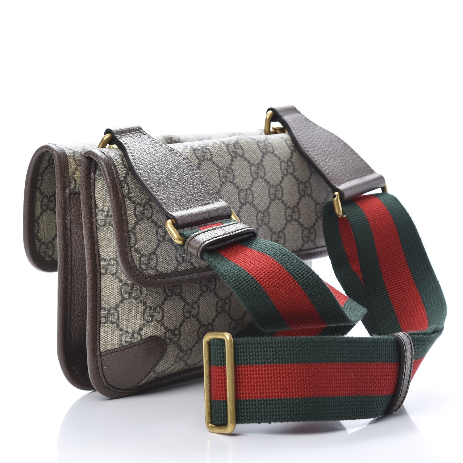 Gucci GG Supreme Monogram Web Small Neo Vintage Double Flap Messenger Bag Beige New Acero 3 of 12