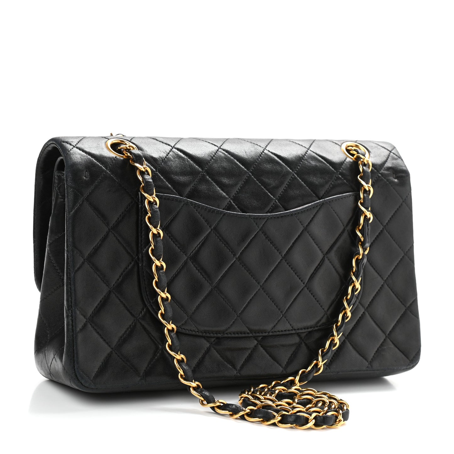 Lambskin Quilted Medium Double Flap Black