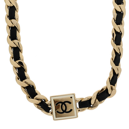 Chanel Metal Lambskin CC Square Choker Gold Black White 1 of 5
