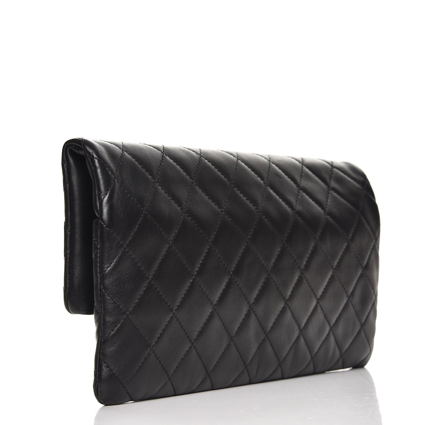 Lambskin Quilted CC Beauty Clutch Black