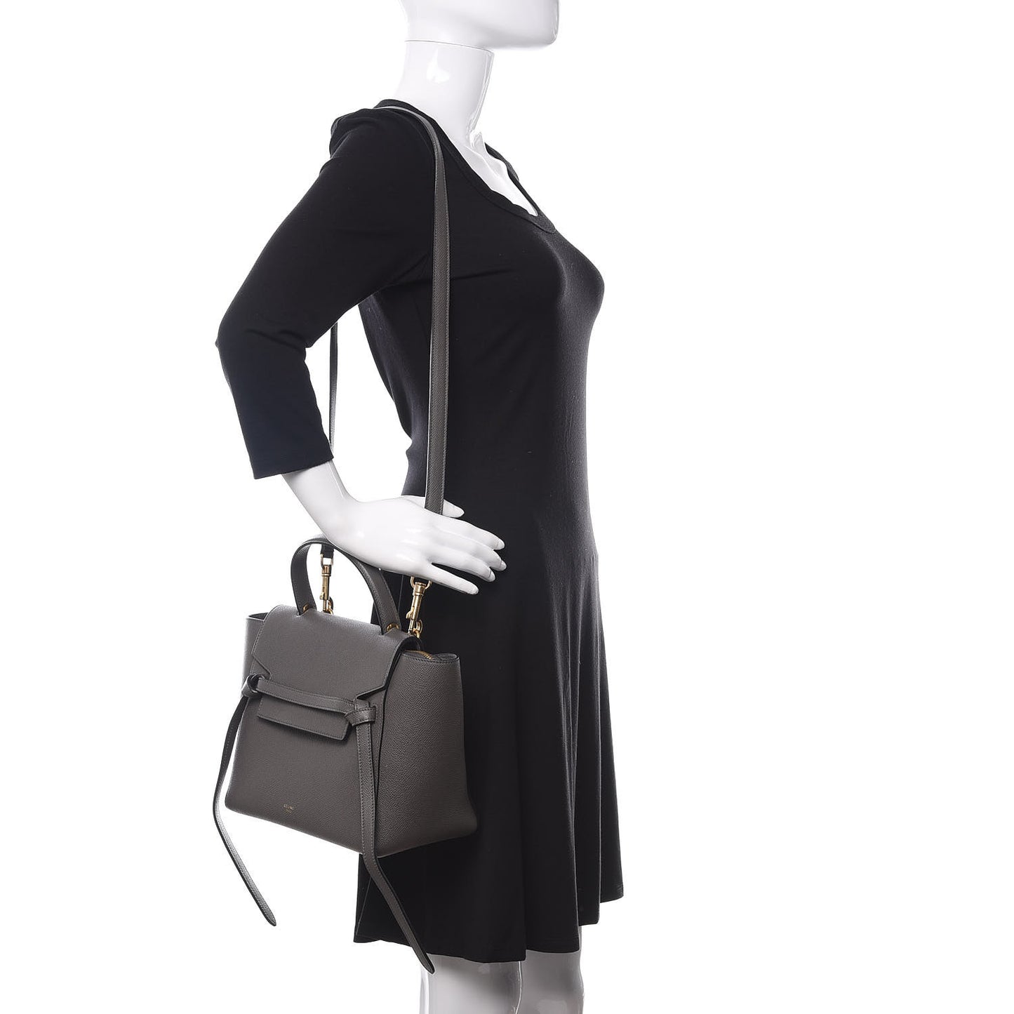 Baby Grained Calfskin Micro Belt Bag Grey