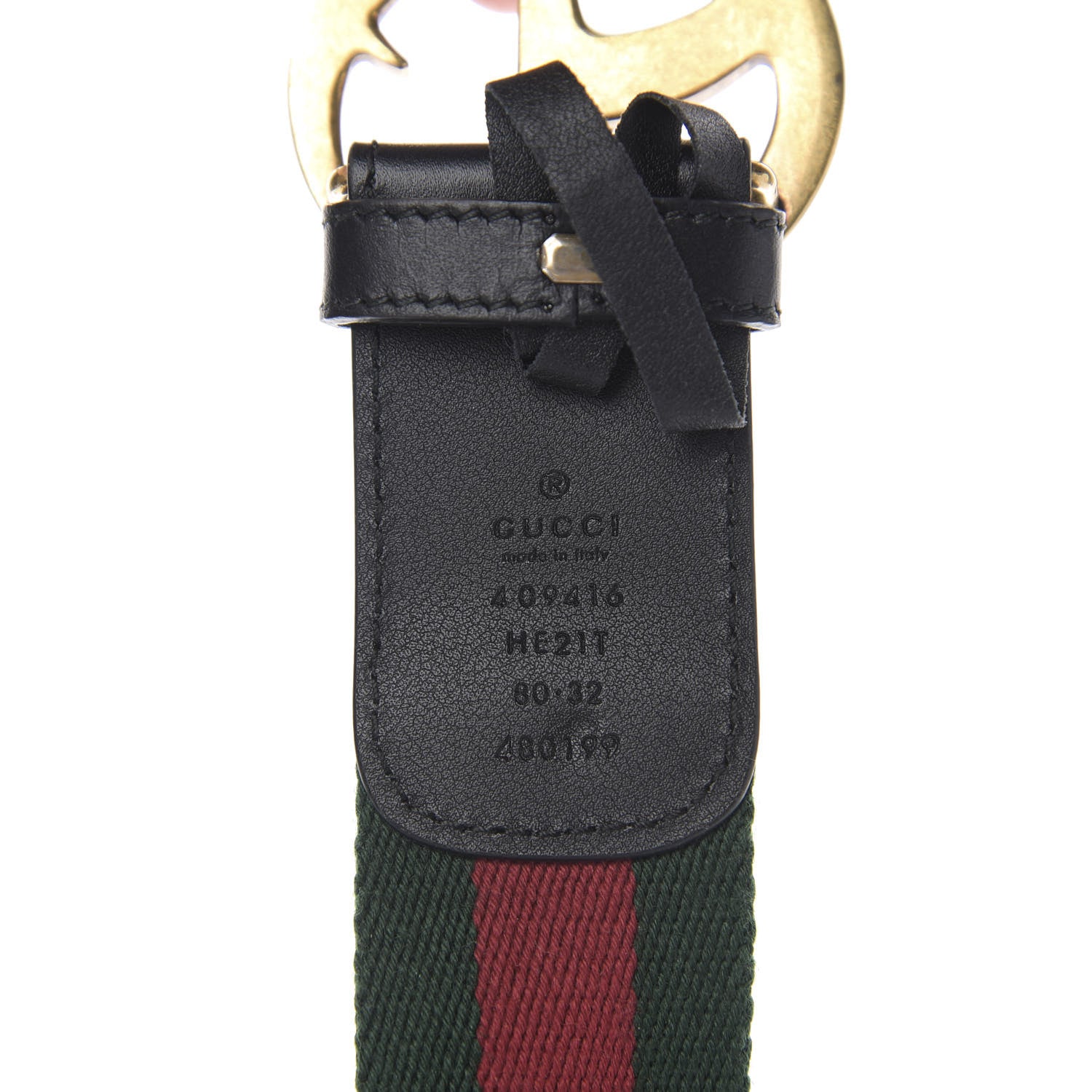 Gucci Nylon Calfskin Double G 40mm Web Belt 80 32 Green Red Black 3 of 5