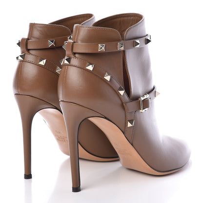 Valentino Garavani Calfskin Rockstud Double Buckle 100mm Ankle Boots 38.5 Nocciola 4 of 10