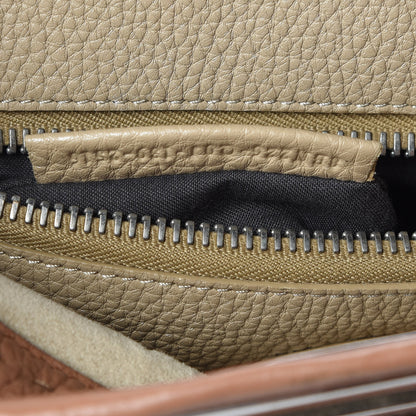 Fendi Cuoio Romano Selleria Bi-Color Medium Peekaboo Iconic Satchel Mou Deserto 10 of 15