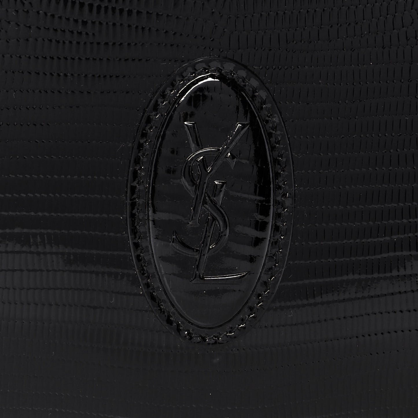 Calfskin Lizard Embossed Le 61 Camera Bag Black