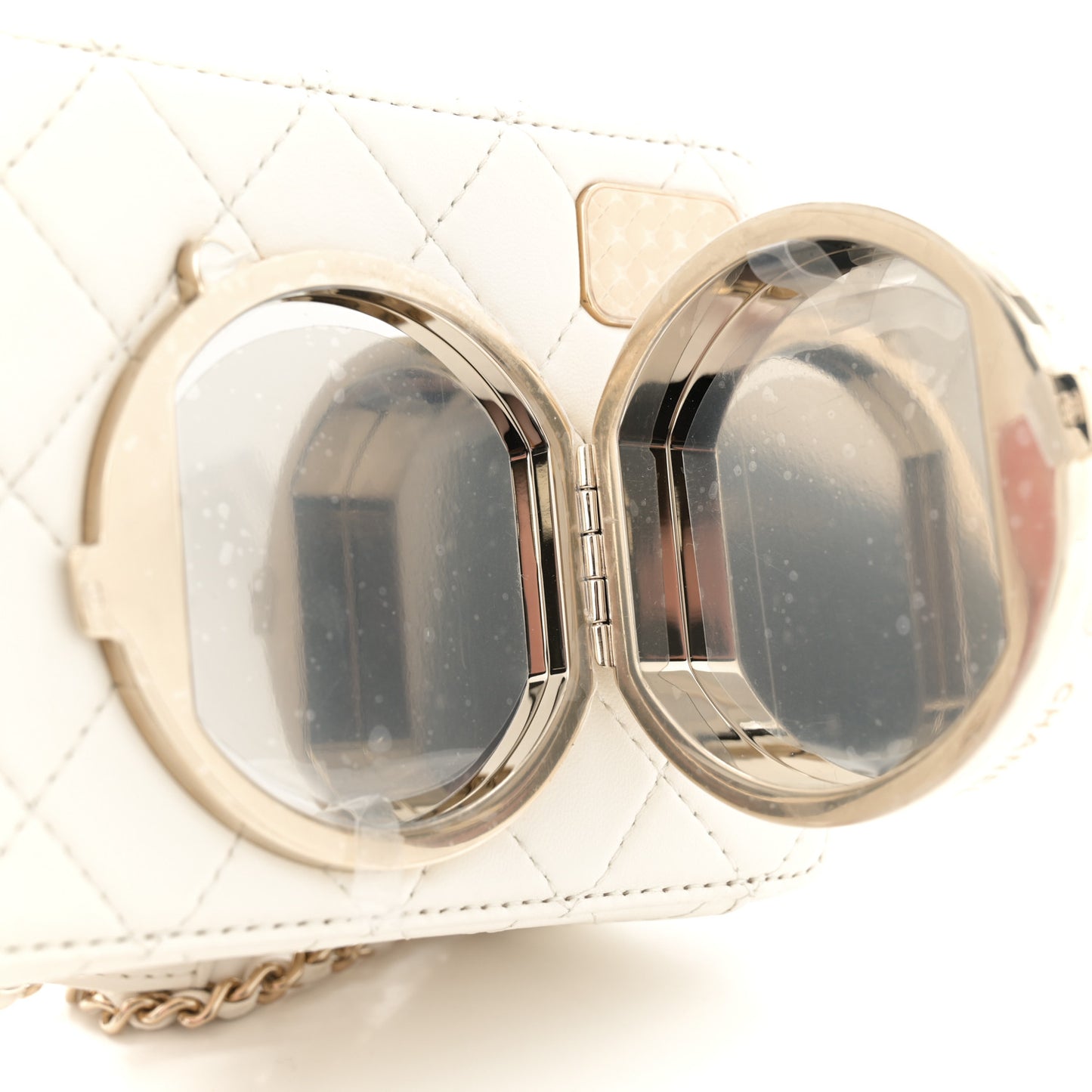 Lambskin Quilted Coco Click Bag White