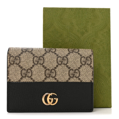Gucci Dollar Calfskin GG Supreme Monogram GG Marmont Card Case Black Beige Ebony 9 of 9
