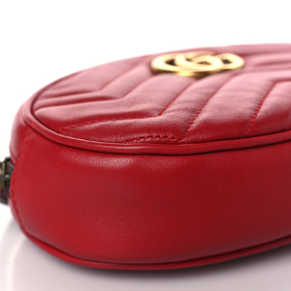 Gucci Calfskin Matelasse GG Marmont Belt Bag 75 30 Hibiscus Red 8 of 10